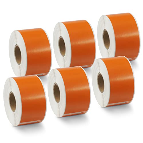 BETCKEY - 6 Rollen Orange Adressetiketten (Groß) Kompatibel mit DYMO 99012(S0722400), 36mm x 89mm, 1560 Farbige Etiketten für LabelWriter 450, 4XL NICHT passend 550 oder 5XL von BETCKEY