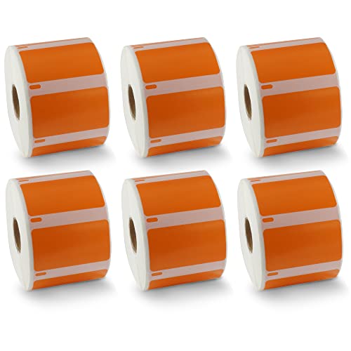 BETCKEY - 6 Rollen Orange Mehrzwecketiketten Kompatibel mit DYMO 11354(S0722540), 57mm x 32mm, 6000 Farbige Etiketten für LabelWriter 450, 4XL NICHT passend 550 oder 5XL von BETCKEY