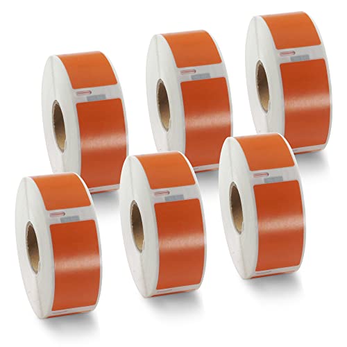 BETCKEY - 6 Rollen Orange Adressetiketten Kompatibel mit DYMO 11352(S0722520), 25mm x 54mm, 3000 Farbige Etiketten für LabelWriter 450, 4XL NICHT passend 550 oder 5XL von BETCKEY