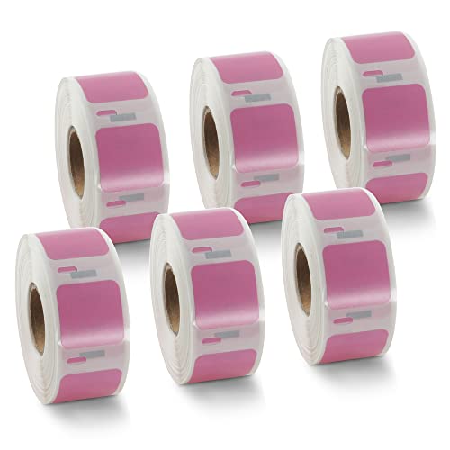 BETCKEY - 6 Rollen Rosa Mehrzwecketiketten (Klein) Kompatibel mit DYMO S0929120, 25mm x 25mm, 4500 Farbige Etiketten für LabelWriter 450 Serie und 4XL von BETCKEY