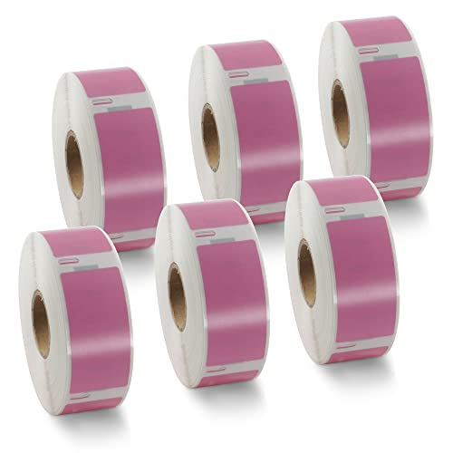 BETCKEY - 6 Rollen Rosa Adressetiketten Kompatibel mit DYMO 11352(S0722520), 25mm x 54mm, 3000 Farbige Etiketten für LabelWriter 450, 4XL NICHT passend 550 oder 5XL von BETCKEY