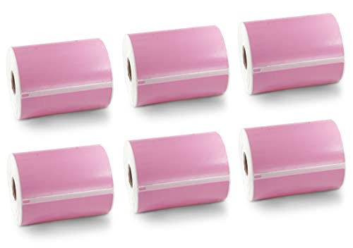 BETCKEY - 6 Rollen Rosa Versandetiketten (Extragroß) Kompatibel mit DYMO S0904980, 104mm x 159mm, 1320 Farbige Etiketten für LabelWriter und 4XL von BETCKEY