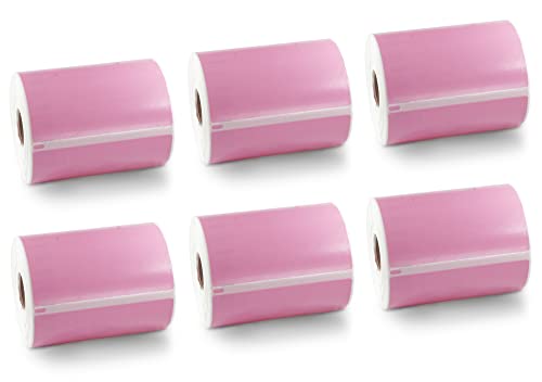 BETCKEY - 6 Rollen Rosa Versandetiketten Kompatibel mit DYMO S0904980, 104mm x 159mm, 1320 Farbige Etiketten für LabelWriter 4XL, NICHT passend 5XL von BETCKEY