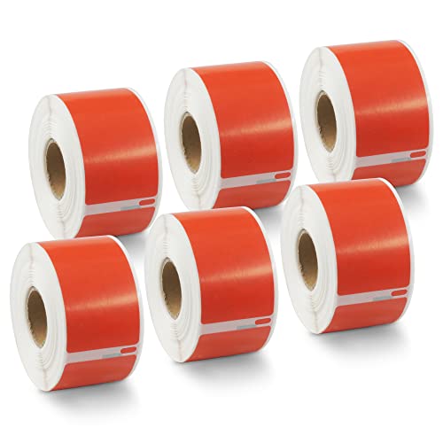 BETCKEY - 6 Rollen Rot Adressetiketten (Groß) Kompatibel mit DYMO 99012(S0722400), 36mm x 89mm, 1560 Farbige Etiketten für LabelWriter 450, 4XL NICHT passend 550 oder 5XL von BETCKEY