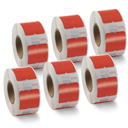 BETCKEY - 6 Rollen Rot Mehrzwecketiketten (Klein) Kompatibel mit DYMO 11353(S0722530), 13mm x 25mm, 6000 Farbige Etiketten für LabelWriter 450 Serie und 4XL von BETCKEY