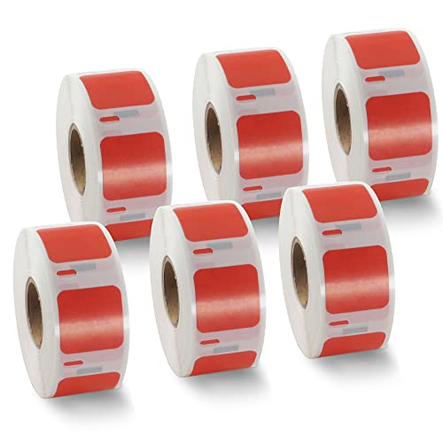 BETCKEY - 6 Rollen Rot Mehrzwecketiketten Kompatibel mit DYMO S0929120, 25mm x 25mm, 4500 Farbige Etiketten für LabelWriter 450, 4XL NICHT passend 550 oder 5XL von BETCKEY