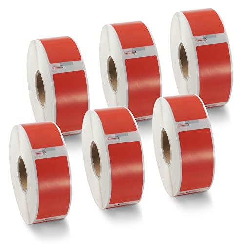 BETCKEY - 6 Rollen Rot Adressetiketten Kompatibel mit DYMO 11352(S0722520), 25mm x 54mm, 3000 Farbige Etiketten für LabelWriter 450, 4XL NICHT passend 550 oder 5XL von BETCKEY