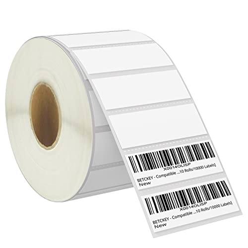 BETCKEY - 76mm x 25mm(3 in x 1 in) Perforierte Barcode/Adresse Thermoetiketten Kompatibel mit Zebra und weiteren Druckern [1 Rolle/1375 Etiketten] von BETCKEY