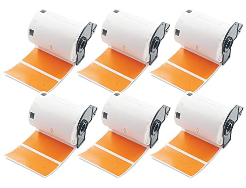 BETCKEY - Große Mehrzweck-Etiketten Ersatz für Brother DK-1240 (10,2cm x 5,1cm), kompatibel mit Brother QL Etikettendruckern [6 Rollen/3600 Etiketten, Orange] von BETCKEY