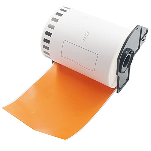 BETCKEY - 1 Rolle DK-22243 Endlose-Versandetiketten (Papier) Kompatibel mit Brother, 102mm x 30.48m, 1 Farbige Etiketten Orange für Brother QL Etikettendrucker von BETCKEY