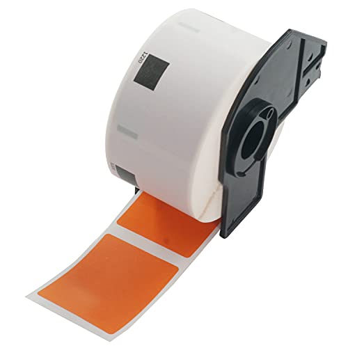 BETCKEY - 1 Rolle DK-11220 Thermopapieretiketten Kompatibel mit Brother, 39mm x 48mm, 620 Farbige Etiketten Orange für Brother QL Etikettendrucker von BETCKEY