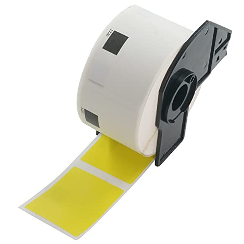 BETCKEY - 1 Rolle DK-11220 Thermopapieretiketten Kompatibel mit Brother, 39mm x 48mm, 620 Farbige Etiketten Gelb für Brother QL Etikettendrucker von BETCKEY