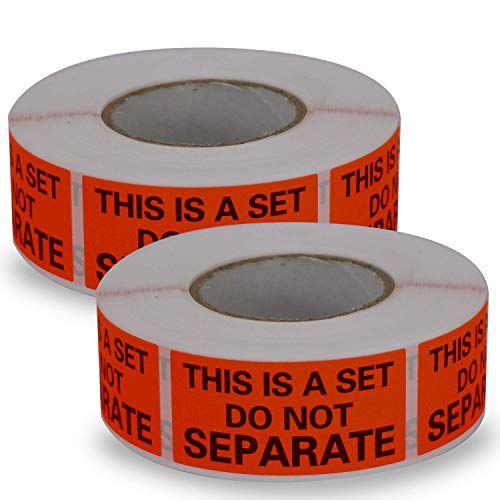 BETCKEY - Package Stickers 25mm x 50mm(1" x 2"), 1000 Rotes Paket Warnung Aufkleber für keine Trennung, "THIS IS A SET DO NOT SEPARATE", Achtung Versandaufkleber Paketaufkleber 2 Rollen von BETCKEY