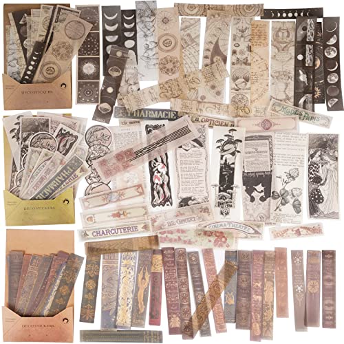 120 Stk Scrapbooking Sticker Set Vintage Washi Aufkleber Selbstklebend Retro Streifen Scrapbooking Aufkleber Dekorativ Sticker für DIY Scrapbook Zubehör Tagebuch Bullet Journaling Laptops usw. von BETESSIN