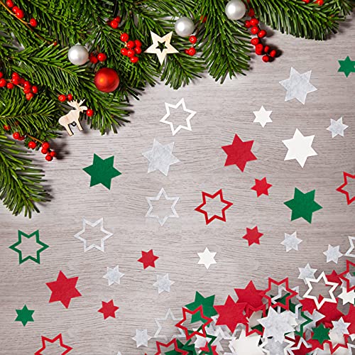 120 Stück Sterne Weihnachten Streudeko in 3 Stile und 4 Farben - Miniatur Sechseckige Sterne Filz Konfetti für Tischdekoration Weihnachten, Weihnachtsbasteleien usw. von BETESSIN