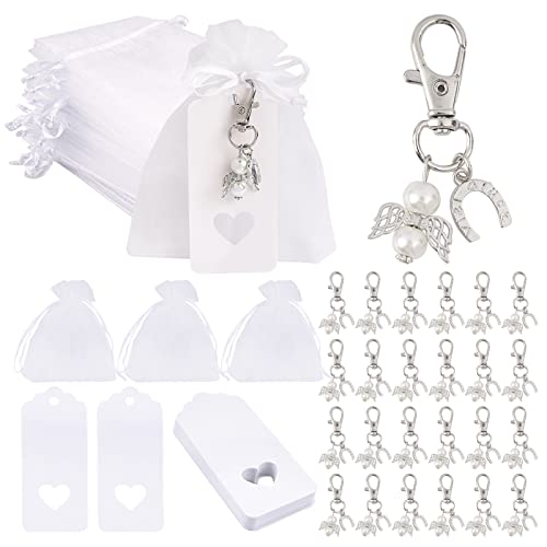 BETESSIN 24 Stück Hochzeit Gastgeschenke Schutzengel Anhänger mit Weißem Organzabeutel und Kraftpapier Geschenkanhänger Gastgeschenke für Hochzeit Kommunion Konfirmation Taufe Party Mitgebsel usw. von BETESSIN