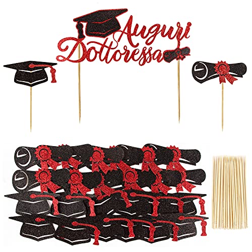 25 Stück Graduation kuchen topper Abschluss Tortenaufsatz Auguri Dottoressa Italienische Spruch Kuchen Dekoration Graduierung Cupcake Toppers Set Abi Kuchendeko für Abschlussfeiern Abschlussparty usw. 25 Stück Graduation kuchen topper Abschluss Tortenaufsatz Auguri Dottoressa Italienische Spruch Kuchen Dekoration Graduierung Cupcake Toppers Set Abi Kuchendeko für Abschlussfeiern Abschlussparty usw. von BETESSIN