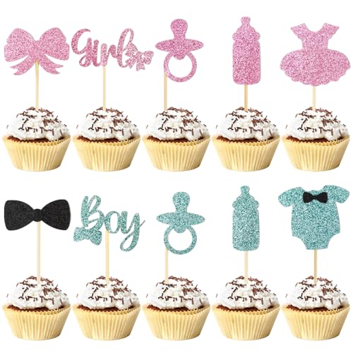 30 Stück Boy or Girl Cake Toppers Blau Rosa Jungen oder Mädchen Tortendeko mit 10 Mustern Geschlecht Offenbaren Kuchendekoration für Babyparty Gender Reveal Party Baby Shower Kindergeburtstag usw. 30 Stück Boy or Girl Cake Toppers Blau Rosa Jungen oder Mädchen Tortendeko mit 10 Mustern Geschlecht Offenbaren Kuchendekoration für Babyparty Gender Reveal Party Baby Shower Kindergeburtstag usw. von BETESSIN