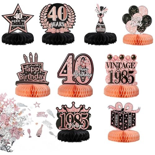 40. Geburtstag Tischdeko Damen Schwarz Rosegold 9 Stk Bienenwaben Mittelstück Tischaufsätze und 15g Streudeko Konfetti Tischaufsteller Tischdekoration zum 40. Geburtstag/Jubiläum/Jahrestag usw. 40. Geburtstag Tischdeko Damen Schwarz Rosegold 9 Stk Bienenwaben Mittelstück Tischaufsätze und 15g Streudeko Konfetti Tischaufsteller Tischdekoration zum 40. Geburtstag/Jubiläum/Jahrestag usw. von BETESSIN