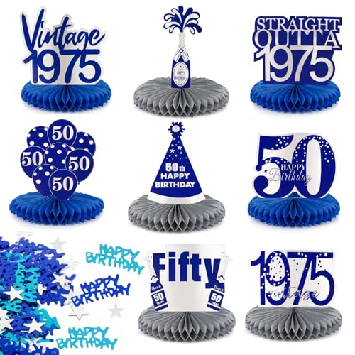 50. Geburtstag Tischdeko Set Vintage Blau Silber 8 Stk Bienenwaben Deko Tischaufsätze mit 15g Happy Birthday Konfetti Tisch Ornamente für 50. Geburtstag 50. jährige Jubiläum 50 Jahrestag usw. 50. Geburtstag Tischdeko Set Vintage Blau Silber 8 Stk Bienenwaben Deko Tischaufsätze mit 15g Happy Birthday Konfetti Tisch Ornamente für 50. Geburtstag 50. jährige Jubiläum 50 Jahrestag usw. von BETESSIN