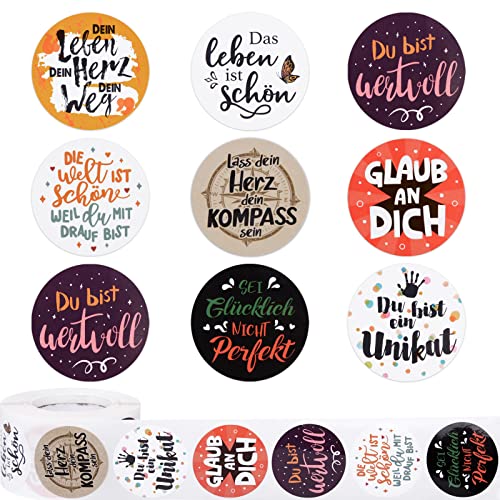 500 Stk 4cm Inspirierende Sprüche Aufkleber Selbstklebend Motivation Stickers Rolle Aufkleber Dekorative Sticker für Geschenk Briefumschlag Geschenktüten Scrapbook Laptop Notizbuch usw. (8 Stil) von BETESSIN