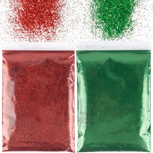 BETESSIN 100g Glitzer zum Basteln Rot Grün Glitzerpulver Weihnachten Basteln Glitter Pulver Glitzer Glitzerpuder für Nägel Gesicht Kartenbasteln Handwerk Nagelkunst von BETESSIN