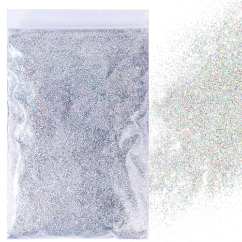 BETESSIN 100g Glitzer zum Basteln Silber Reflektierend Glitzerpulver Glitter Pulver Glitzer Basteln Glitzerpuder für Nägel Gesicht Kartenbasteln Handwerk Nagelkunst von BETESSIN