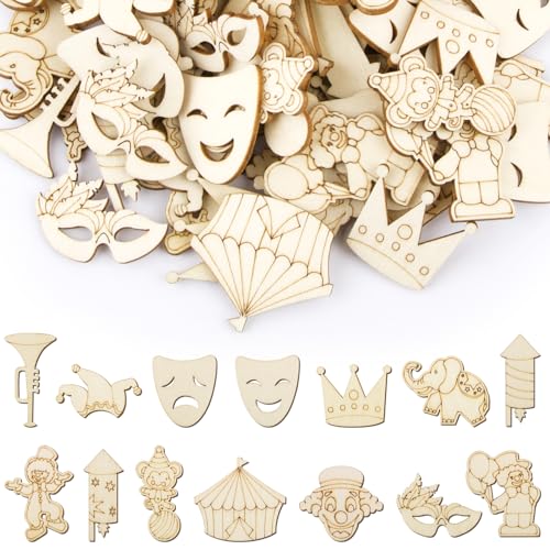 BETESSIN 100pcs Holz Streudeko Karneval Tischdeko Zirkus Holzscheibe zum Basteln Holz Deko Klein zum Bemalen Clown Konfetti DIY Basteln Geschenk BETESSIN 100pcs Holz Streudeko Karneval Tischdeko Zirkus Holzscheibe zum Basteln Holz Deko Klein zum Bemalen Clown Konfetti DIY Basteln Geschenk von BETESSIN