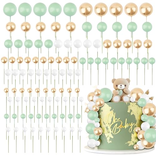 BETESSIN 105pcs Tortendeko Kugeln Happy Birthday Kuchendeko Schaumkugel Dschungel Deko Torte Grün Gold Weiß Torten Cupcake Topper Geburtstag Babyparty Hochzeit Kuchenstecker Kuchenaufsatz 1,5cm-4cm BETESSIN 105pcs Tortendeko Kugeln Happy Birthday Kuchendeko Schaumkugel Dschungel Deko Torte Grün Gold Weiß Torten Cupcake Topper Geburtstag Babyparty Hochzeit Kuchenstecker Kuchenaufsatz 1,5cm-4cm von BETESSIN