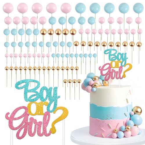 BETESSIN 106pcs Tortendeko Kugeln Boy or Girl Kuchendeko Babyparty Gender Reveal Party Deko Rosa Blau Gold Schaumkugel Torten Topper Junge Oder Mädchen Kuchenstecker Kuchenaufsatz 1,5cm-4cm BETESSIN 106pcs Tortendeko Kugeln Boy or Girl Kuchendeko Babyparty Gender Reveal Party Deko Rosa Blau Gold Schaumkugel Torten Topper Junge Oder Mädchen Kuchenstecker Kuchenaufsatz 1,5cm-4cm von BETESSIN