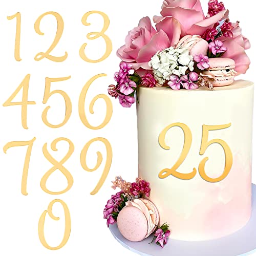 BETESSIN 10Pcs Zahlen Deko Torte 0-9 Gold Kuchen Dekoration Geburtstag Acryl Tortendeko Tortenaufsatz Kuchen Topper Set für Party Hochzeit Jubiläum Feier Stil B von BETESSIN