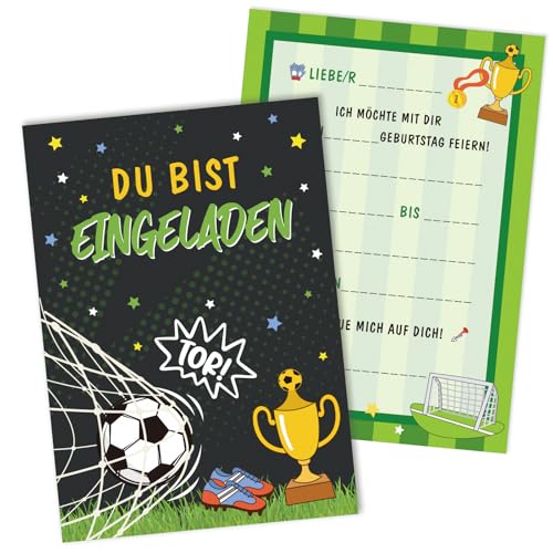 BETESSIN 12x Einladungskarten Kindergeburtstag Junge - Fussball Geburtstagseinladungen Jungen - Fußball Einladung für Kinder zum Geburtstag und Fussball Party BETESSIN 12x Einladungskarten Kindergeburtstag Junge - Fussball Geburtstagseinladungen Jungen - Fußball Einladung für Kinder zum Geburtstag und Fussball Party von BETESSIN