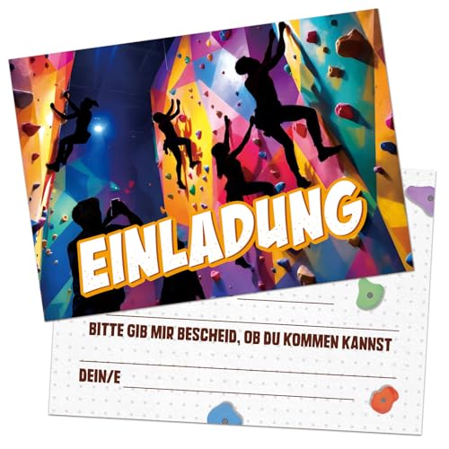 BETESSIN 12x Einladungskarten Kindergeburtstag Junge Mädchen - coole Einladungskarten mit stylischem Kletter-Design - Geburtstagseinladungen Kinder - Einladungskarten für Klettern und Bouldern Partys BETESSIN 12x Einladungskarten Kindergeburtstag Junge Mädchen - coole Einladungskarten mit stylischem Kletter-Design - Geburtstagseinladungen Kinder - Einladungskarten für Klettern und Bouldern Partys von BETESSIN