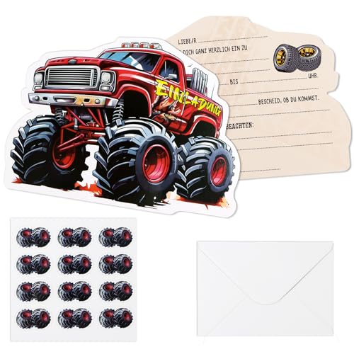 BETESSIN 12x Einladungskarten Kindergeburtstag Junge - Monstertruck Einladungskarten mit Umschlägen - Monster Truck Einladungen zum Geburtstag, Kinderparty, Rennspiele Mottoparty usw. BETESSIN 12x Einladungskarten Kindergeburtstag Junge - Monstertruck Einladungskarten mit Umschlägen - Monster Truck Einladungen zum Geburtstag, Kinderparty, Rennspiele Mottoparty usw. von BETESSIN