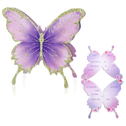 BETESSIN 12x Einladungskarten Kindergeburtstag Mädchen - Du bist eingeladen! - Schmetterlinge Einladung Faltkarte - Geburtstagseinladungen für Mädchen zum Schmetterlinge Party BETESSIN 12x Einladungskarten Kindergeburtstag Mädchen - Du bist eingeladen! - Schmetterlinge Einladung Faltkarte - Geburtstagseinladungen für Mädchen zum Schmetterlinge Party von BETESSIN