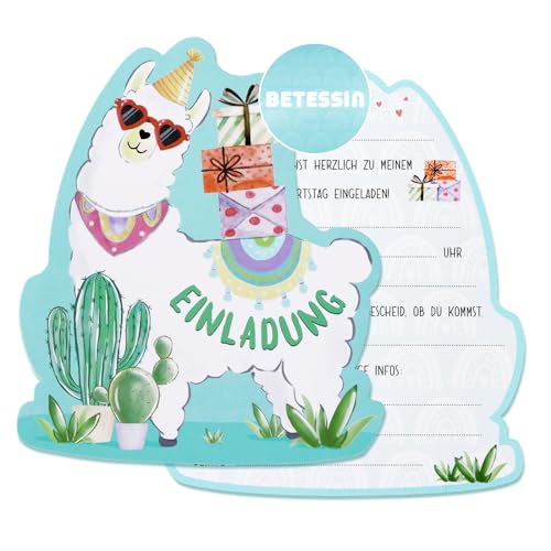 BETESSIN 12x Einladungskarten Kindergeburtstag Mädchen - Lustige Party-Alpaka Einladungskarten für Kinder zum Geburtstag - Alpaka Party Einladungen für Junge und Mädchen BETESSIN 12x Einladungskarten Kindergeburtstag Mädchen - Lustige Party-Alpaka Einladungskarten für Kinder zum Geburtstag - Alpaka Party Einladungen für Junge und Mädchen von BETESSIN