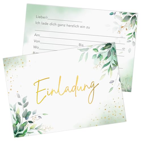 BETESSIN 12x Einladungkarten Geburtstag - Hochzeitseinladungskarten mit Blätter Design - Elegante Einladungkarten für Hochzeit, Standesamt, Geburtstag, Konfirmation, Kommunion, Taufe, Jugendweihe von BETESSIN