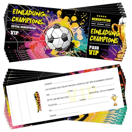 BETESSIN 12x Fussball Einladungskarten Kindergeburtstag Junge - Coole Fußball Eintrittskarte Einladungen Kindergeburtstag Jungs - Geburtstagseinladungen für Jungen & Mädchen BETESSIN 12x Fussball Einladungskarten Kindergeburtstag Junge - Coole Fußball Eintrittskarte Einladungen Kindergeburtstag Jungs - Geburtstagseinladungen für Jungen & Mädchen von BETESSIN