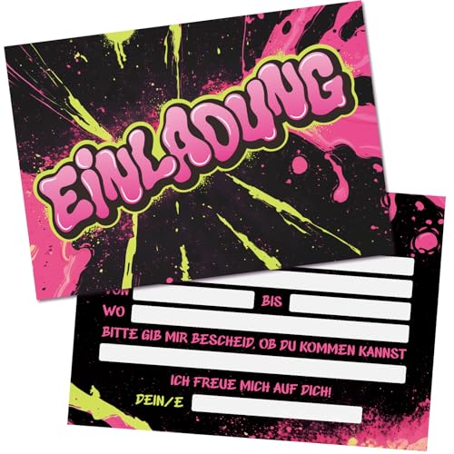 BETESSIN 12x Graffiti Einladungskarten Kindergeburtstag Junge Mädchen - coole Einladungskarten mit Graffiti-Design - Geburtstagseinladungen für coole Jungs oder Mädels BETESSIN 12x Graffiti Einladungskarten Kindergeburtstag Junge Mädchen - coole Einladungskarten mit Graffiti-Design - Geburtstagseinladungen für coole Jungs oder Mädels von BETESSIN