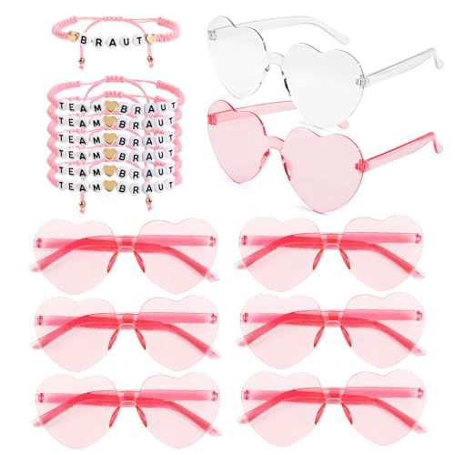 BETESSIN 14x JGA Accessoires Frauen 7 Jga Armbänder 7 Herz Brille Pink Team Braut Armbänder Braut Herz Sonnenbrille Junggesellenabschied Deko Rosa Team Bride Hochzeit Bachelorette Party BETESSIN 14x JGA Accessoires Frauen 7 Jga Armbänder 7 Herz Brille Pink Team Braut Armbänder Braut Herz Sonnenbrille Junggesellenabschied Deko Rosa Team Bride Hochzeit Bachelorette Party von BETESSIN