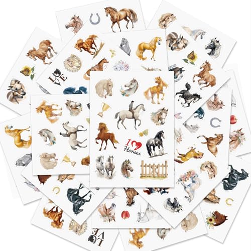 BETESSIN 16 Bögen Pferde Sticker - Aufkleber für Kinder - Mädchen Geschenk - Geburtstagsdeko und Mitgebsel Kindergeburtstag BETESSIN 16 Bögen Pferde Sticker - Aufkleber für Kinder - Mädchen Geschenk - Geburtstagsdeko und Mitgebsel Kindergeburtstag von BETESSIN