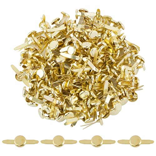 BETESSIN 200pcs Mini Brads Rund Gold Musterklammern Metall Rundkopfklammern 8MM Verschlussklammern Klammern Musterbeutelklammern Briefklammern für DIY Scrapbooking Basteln von BETESSIN