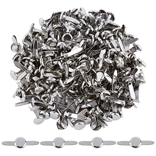 BETESSIN 200pcs Mini Brads Rund Silber Musterklammern Metall Rundkopfklammern 8MM Verschlussklammern Klammern Musterbeutelklammern Briefklammern für DIY Scrapbooking Basteln von BETESSIN