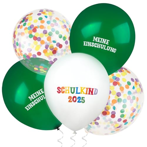 BETESSIN 24 Stück Luftballons Einschulung Junge & Mädchen - Schulkind 2025 Ballons 12 Zoll - Helium Ballons Einschulung - Hängende Dekoration zum Schulanfang, Schuleinführung Deko (Grün, Weiß, Bunt) BETESSIN 24 Stück Luftballons Einschulung Junge & Mädchen - Schulkind 2025 Ballons 12 Zoll - Helium Ballons Einschulung - Hängende Dekoration zum Schulanfang, Schuleinführung Deko (Grün, Weiß, Bunt) von BETESSIN