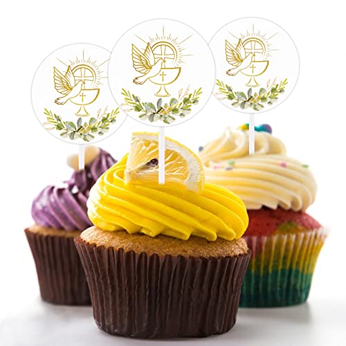 BETESSIN 24 Stücke Kommunion Cupcake Topper Konfirmation Tortendeko Taube Kreuz Tortenstecker für Kuchen Fondant Dessertdeko BETESSIN 24 Stücke Kommunion Cupcake Topper Konfirmation Tortendeko Taube Kreuz Tortenstecker für Kuchen Fondant Dessertdeko von BETESSIN