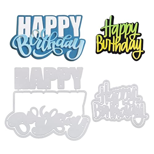 BETESSIN 2Pcs Stanzschablonen Geburtstag Stanzform Happy Birthday Stanzbögen Alles Gute zum Geburtstag Scrapbooking Metall Prägeschablonen DIY Karten Handwerk Geschenk von BETESSIN