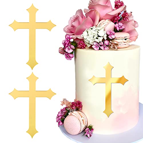 BETESSIN 2Stk. Kuchendeko Kreuz Cake Topper Kommunion Spitz-Stil Acryl Tortendeko Gold 10x7cm Tortenaufsatz Spiegel Kuchen Dekoration für Taufe Konfirmation Geburtstag Party BETESSIN 2Stk. Kuchendeko Kreuz Cake Topper Kommunion Spitz-Stil Acryl Tortendeko Gold 10x7cm Tortenaufsatz Spiegel Kuchen Dekoration für Taufe Konfirmation Geburtstag Party von BETESSIN