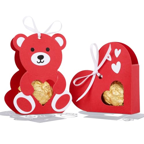 BETESSIN 2pcs Stanzschablonen Box Valentinstag Stanzform Süßigkeiten Box Schachtel Klein Herzchen Bär Candy Boxen Stanzer Geschenkbox Cutting Dies Prägeschablone von BETESSIN