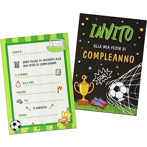 BETESSIN 32 pcs Italienische Einladungskarten zum Geburtstag Fußball Thema Geburtstagskarten zur Einladungen von BETESSIN