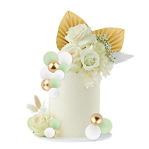 BETESSIN 42Stk. Boho Tortendeko Palmenblätter Tortenaufsatz Kugeln Kunstblumen Kuchendeko Gold Hochzeit Cupcake Cake Topper Bohemian Geburtstag Party Babyparty Kuchen Dekoration von BETESSIN